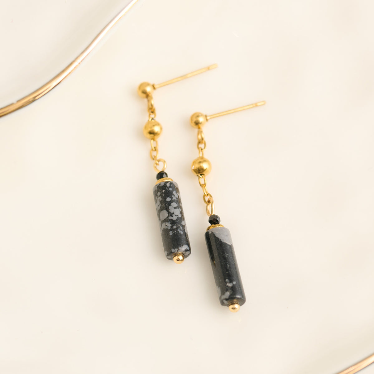 Apatite Earrings Drop Beaded Waterproof Narelle Gold