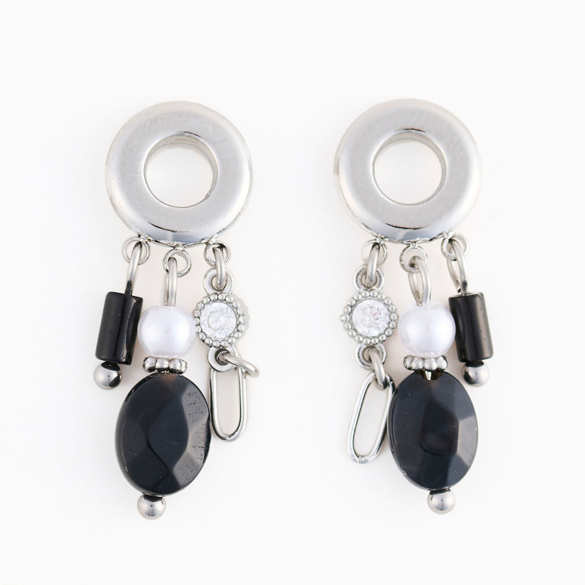 Black Agate Earrings Drop Waterproof Jewelry Narelle Post