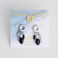 Black Agate Earrings Drop Waterproof Jewelry Narelle Post