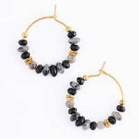Hoop Earrings Gemstone Beaded Waterproof Narelle Gold