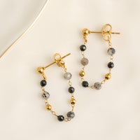 Drop Earrings Gemstone Beaded Waterproof Narelle Gold