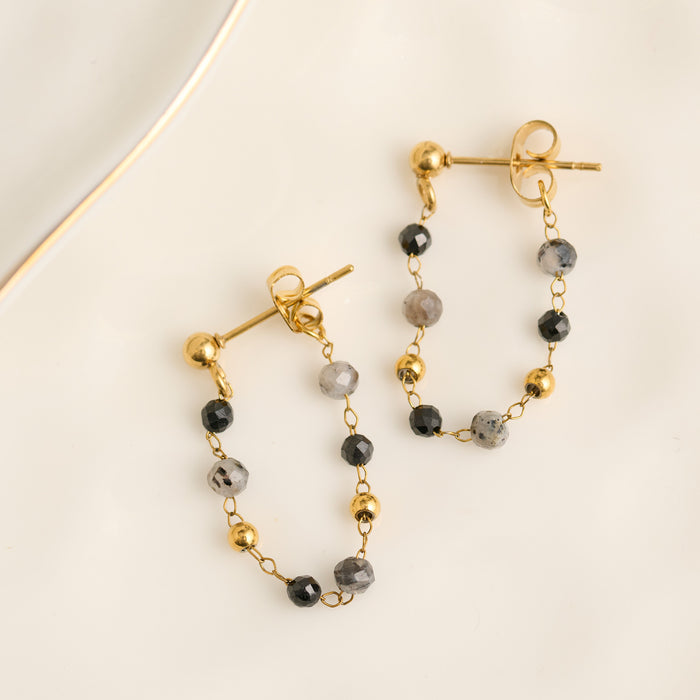 Drop Earrings Gemstone Beaded Waterproof Narelle Gold