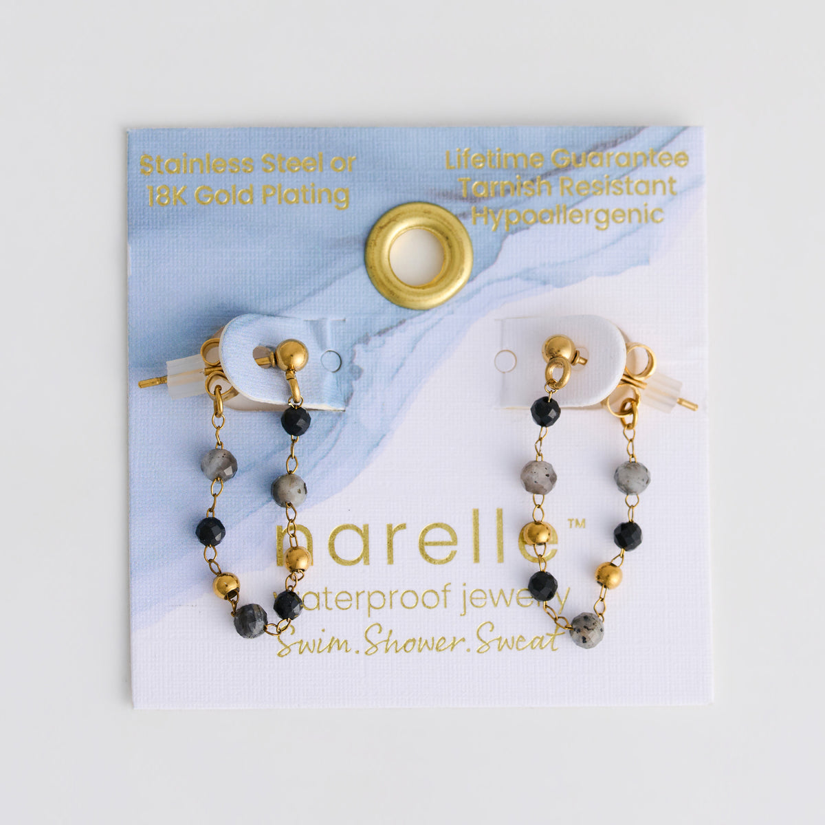 Drop Earrings Gemstone Beaded Waterproof Narelle Gold