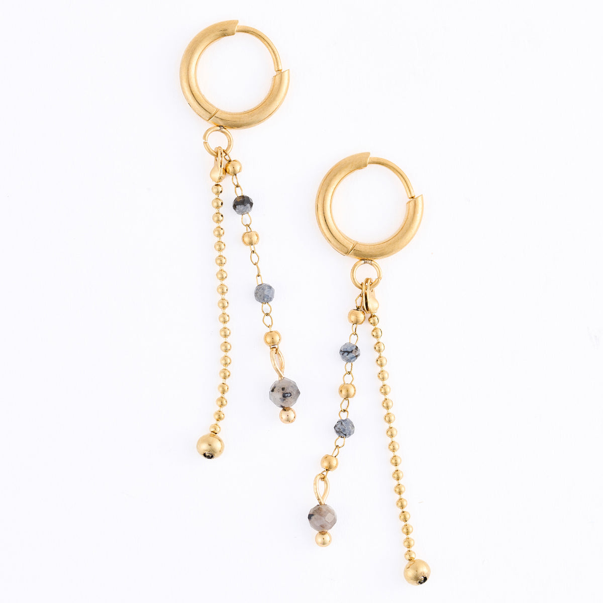 Apatite Earrings Hoop Beaded Waterproof Narelle Gold
