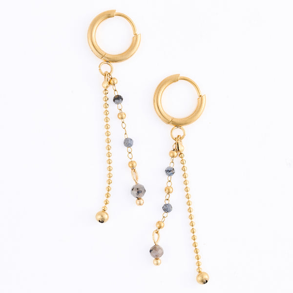 Apatite Earrings Hoop Beaded Waterproof Narelle Gold