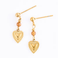 Tiger Eye Earrings Heart Drop Waterproof Narelle Gold