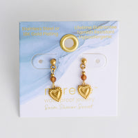Tiger Eye Earrings Heart Drop Waterproof Narelle Gold