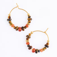 Hoop Earrings Gemstone Beaded Waterproof Narelle Gold