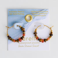 Hoop Earrings Gemstone Beaded Waterproof Narelle Gold