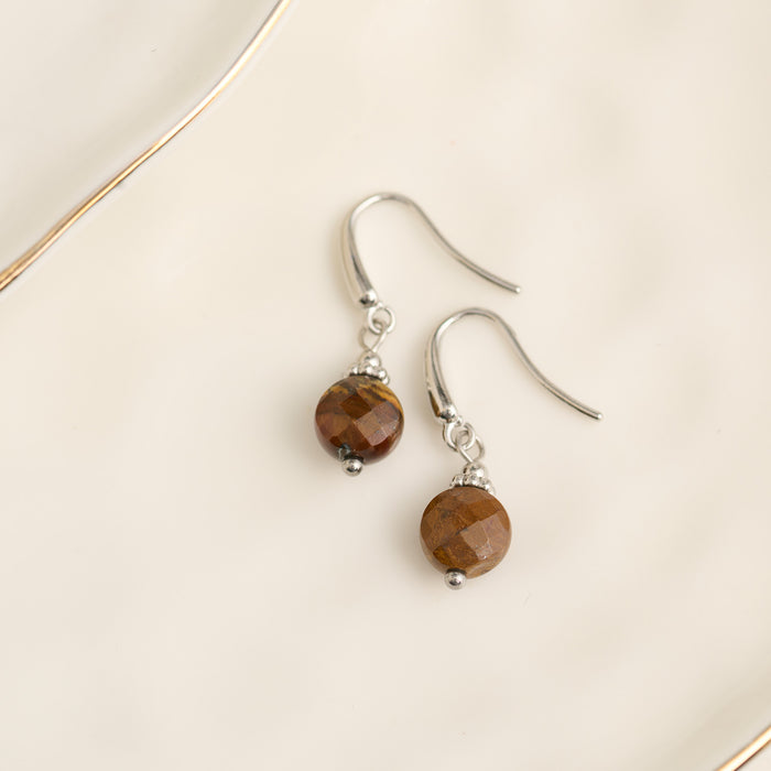 Tiger Eye Earrings Drop Faceted Waterproof Narelle