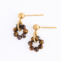 Tiger Eye Earrings Drop Beaded Waterproof Narelle Gold Post
