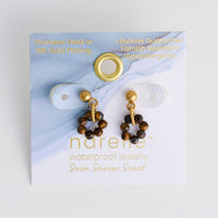Tiger Eye Earrings Drop Beaded Waterproof Narelle Gold Post