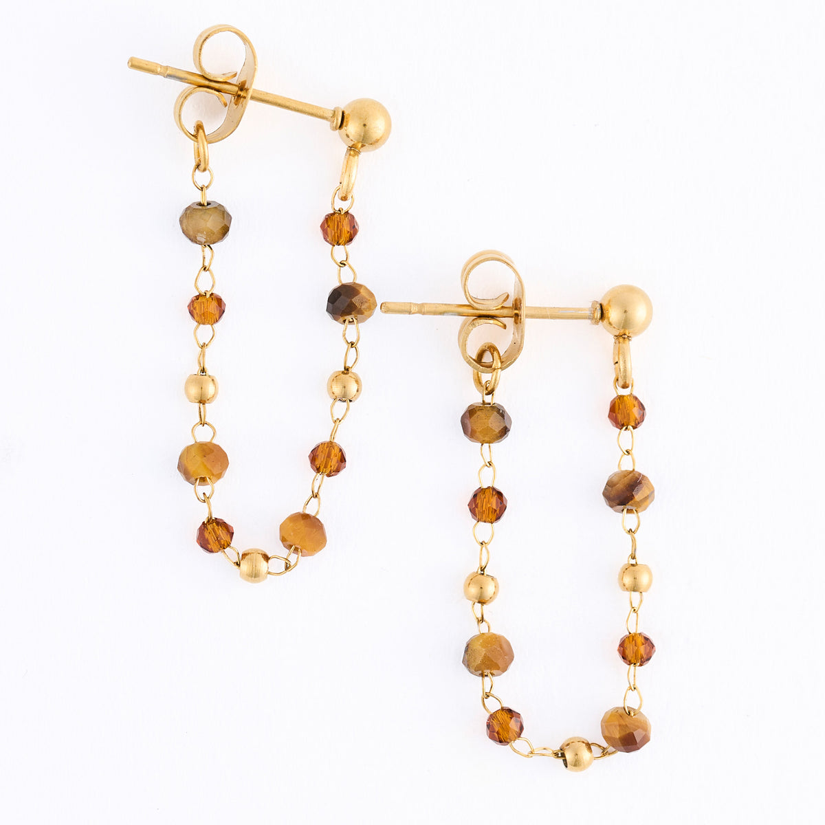 Drop Earrings Gemstone Beaded Waterproof Narelle Gold