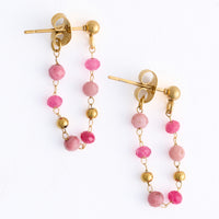 Drop Earrings Gemstone Beaded Waterproof Narelle Gold