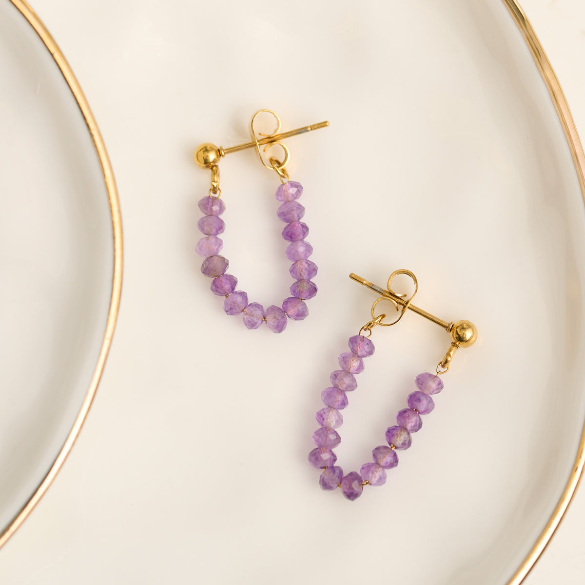Drop Earrings Genuine Stone Beaded Waterproof Narelle Gold