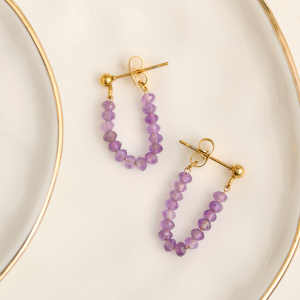 Drop Earrings Genuine Stone Beaded Waterproof Narelle Gold