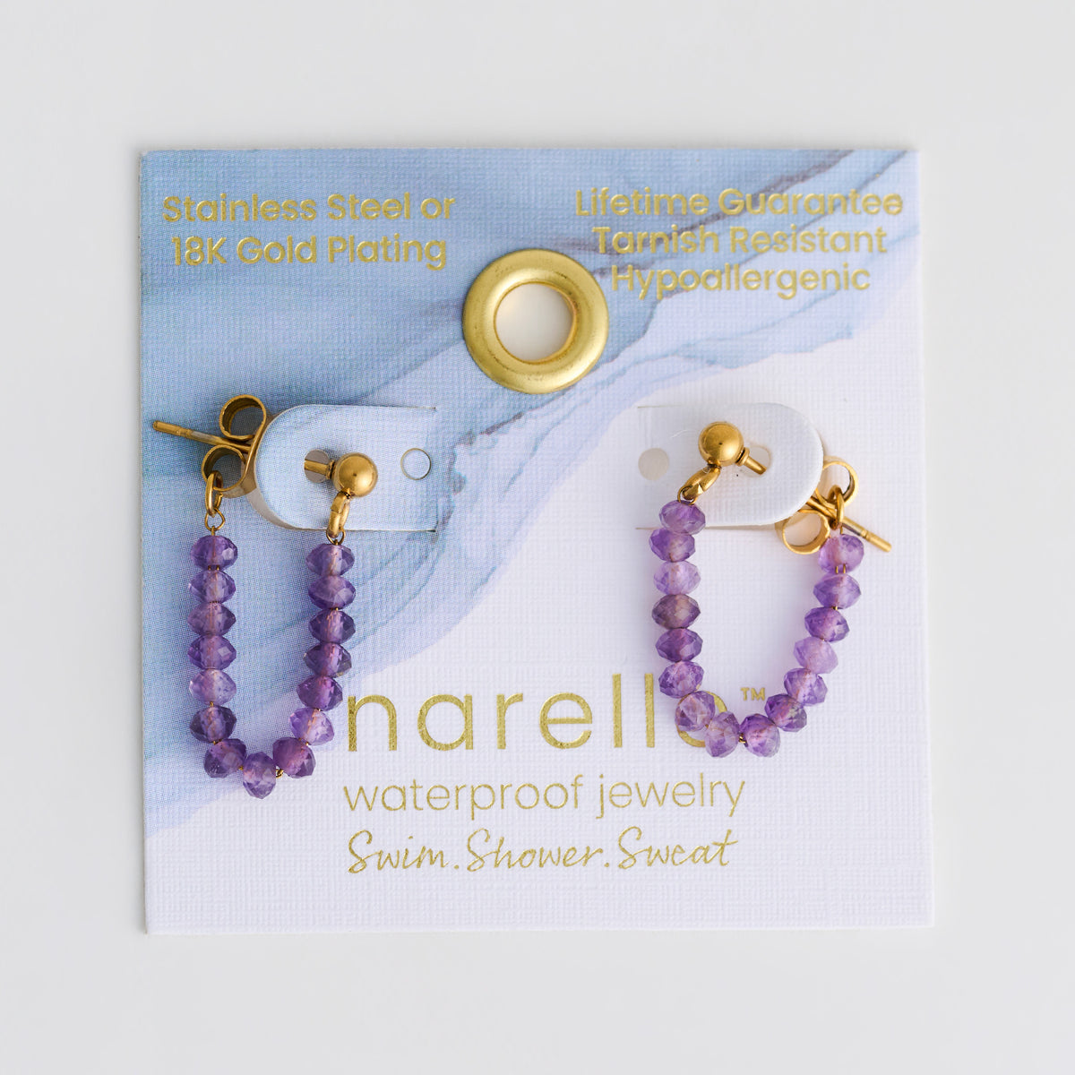 Drop Earrings Genuine Stone Beaded Waterproof Narelle Gold