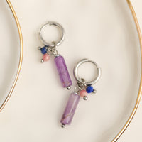 Amethyst Earrings Hoop Bar Waterproof Narelle Gemstone