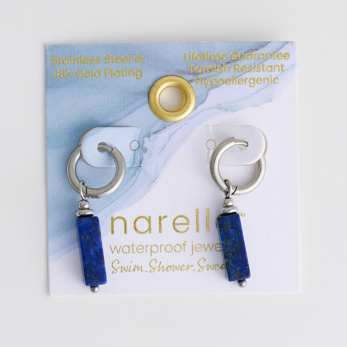 Hoop Earrings Gemstone Bar Waterproof Jewelry Narelle