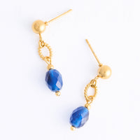 Drop Earrings Faceted Lapis Waterproof Narelle Gold