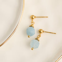 Aquamarine Earrings Drop Faceted Waterproof Gold Narelle