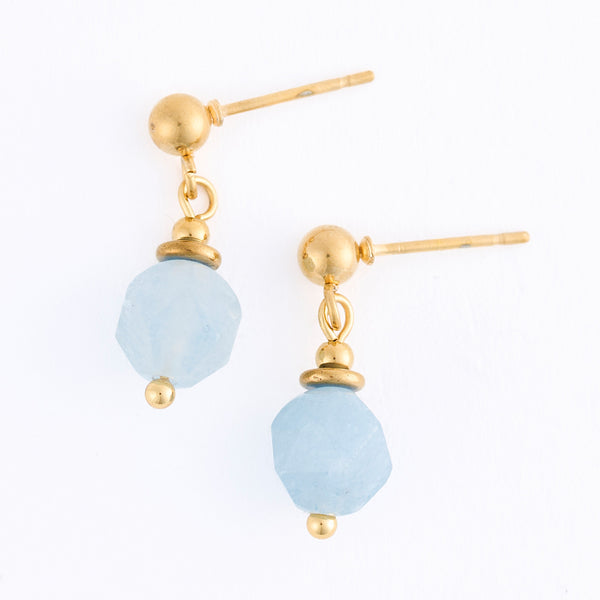 Aquamarine Earrings Drop Faceted Waterproof Gold Narelle