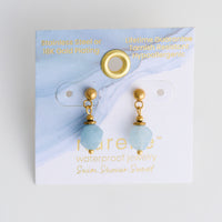 Aquamarine Earrings Drop Faceted Waterproof Gold Narelle