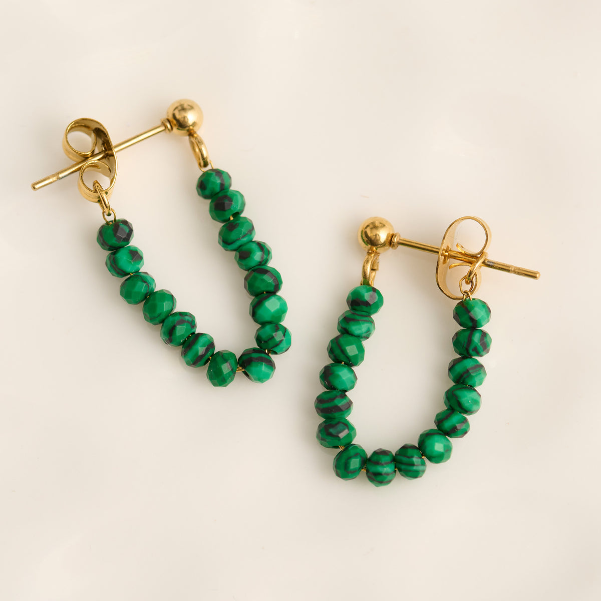 Drop Earrings Genuine Stone Beaded Waterproof Narelle Gold