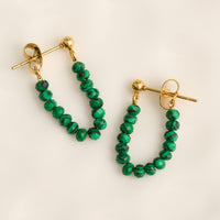 Drop Earrings Genuine Stone Beaded Waterproof Narelle Gold