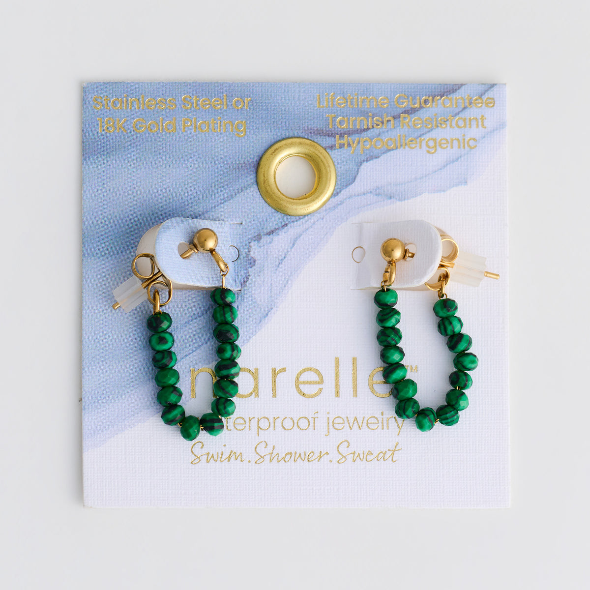 Drop Earrings Genuine Stone Beaded Waterproof Narelle Gold