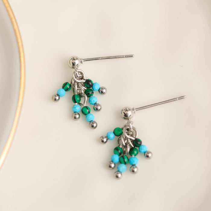 Amazonite Earrings Fringe Drop Waterproof Narelle Silver