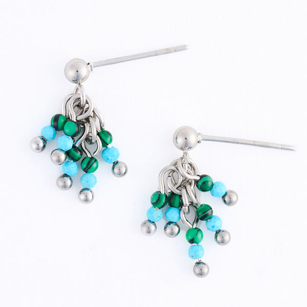 Amazonite Earrings Fringe Drop Waterproof Narelle Silver