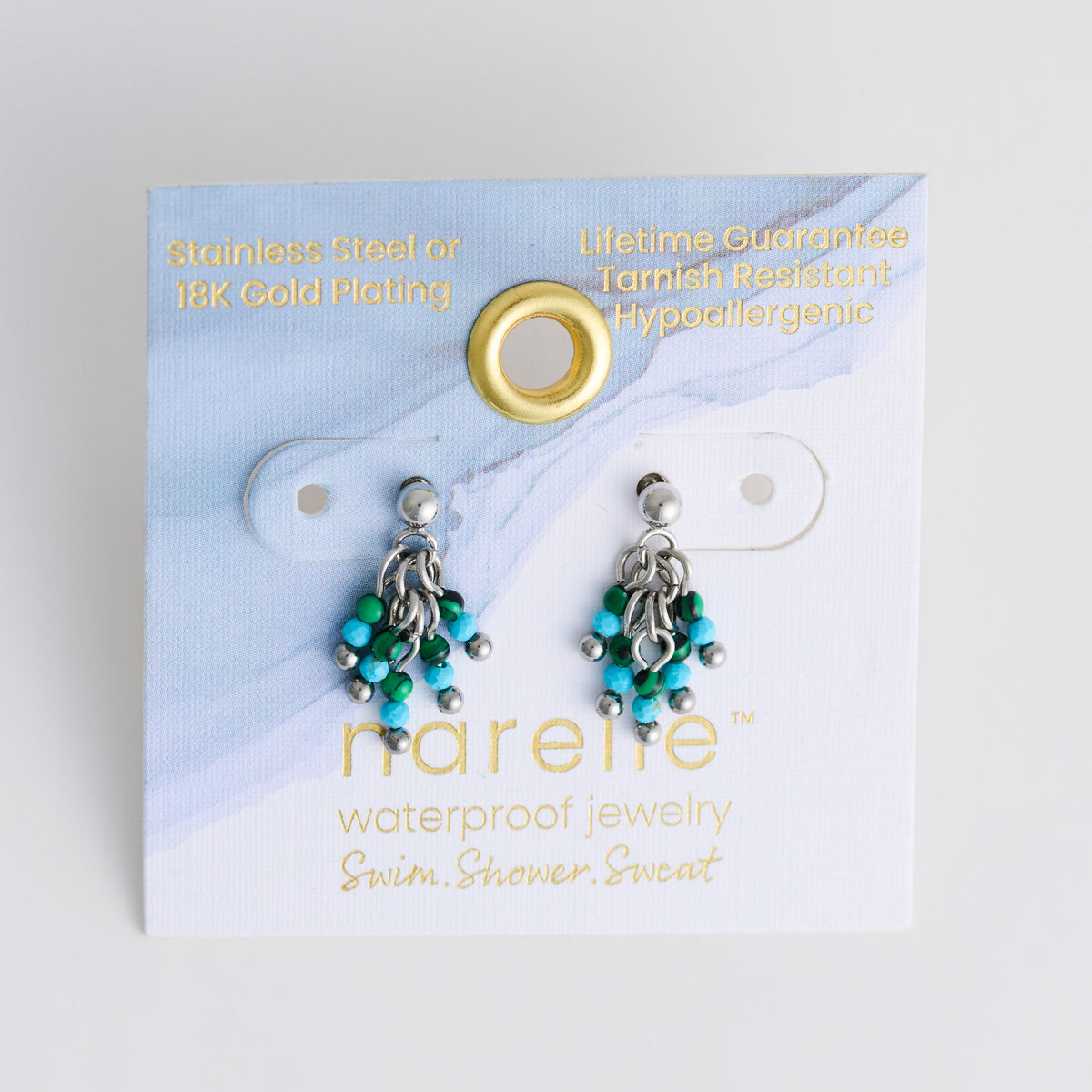 Amazonite Earrings Fringe Drop Waterproof Narelle Silver