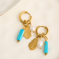 Kyanite Earrings Hoop Pearl Waterproof Narelle Gold Leaf