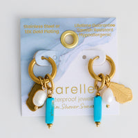 Kyanite Earrings Hoop Pearl Waterproof Narelle Gold Leaf