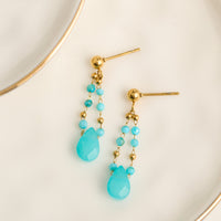 Kyanite Earrings Drop Beaded Waterproof Narelle Gold