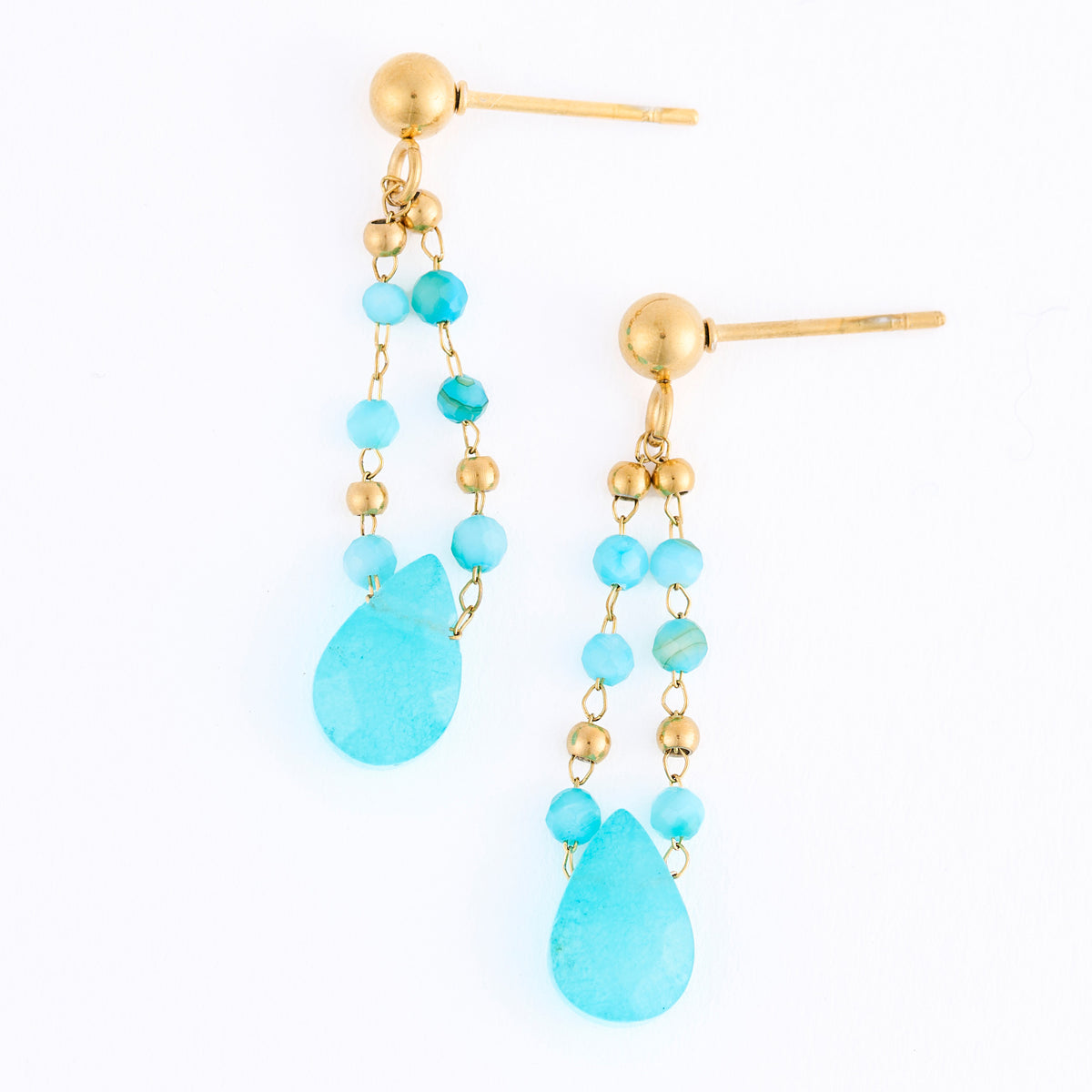 Kyanite Earrings Drop Beaded Waterproof Narelle Gold