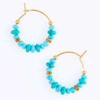 Hoop Earrings Gemstone Beaded Waterproof Narelle Gold
