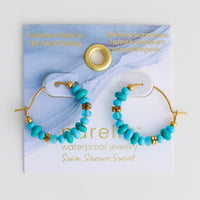 Hoop Earrings Gemstone Beaded Waterproof Narelle Gold