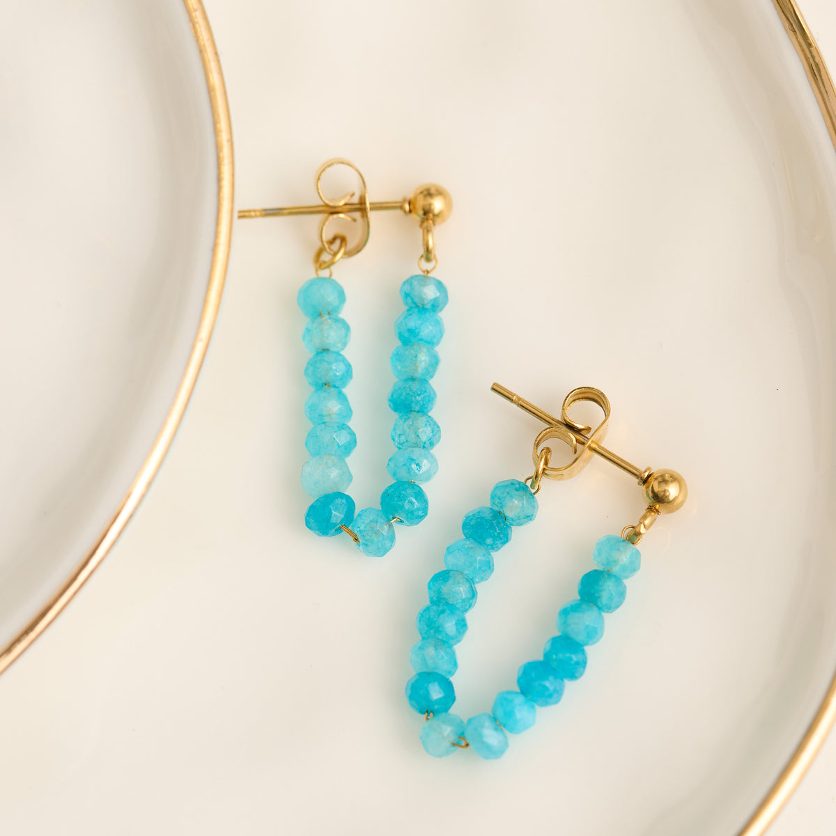 Drop Earrings Genuine Stone Beaded Waterproof Narelle Gold