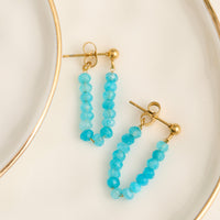 Drop Earrings Genuine Stone Beaded Waterproof Narelle Gold