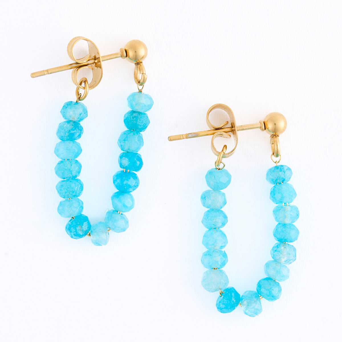 Drop Earrings Genuine Stone Beaded Waterproof Narelle Gold