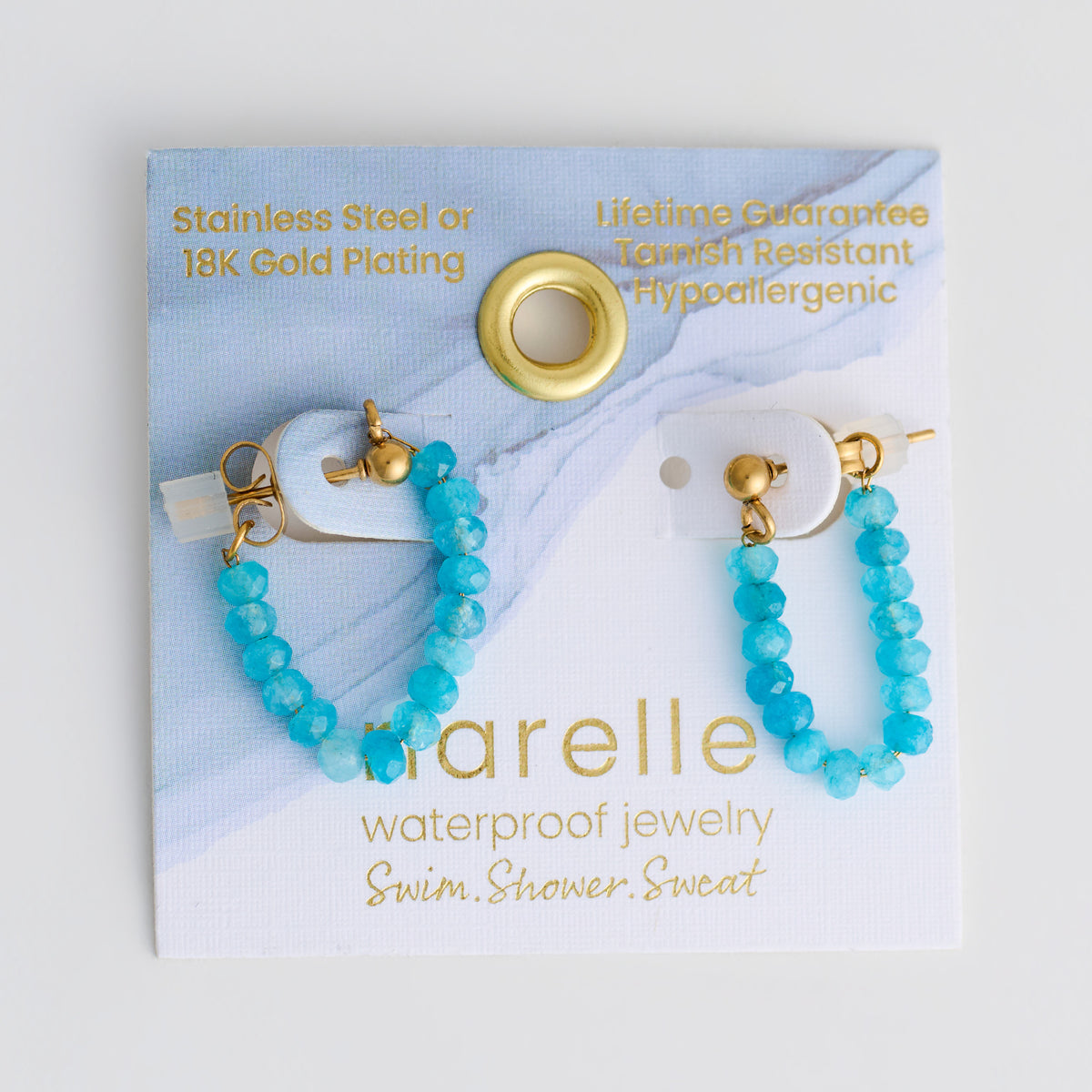 Drop Earrings Genuine Stone Beaded Waterproof Narelle Gold