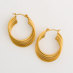 Waterproof Earrings Narelle Layered Ribbed Hoop Earrings