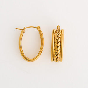 Waterproof Earrings Narelle Braided Chevron Hoop Earrings