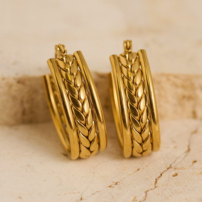 Waterproof Earrings Narelle Braided Chevron Hoop Earrings