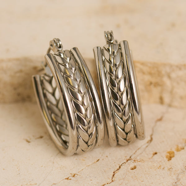 Waterproof Earrings Narelle Braided Chevron Hoop Earrings