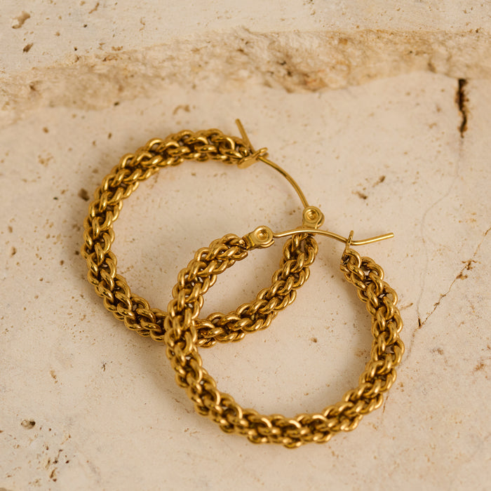 Waterproof Earrings Narelle Braided Chain Link Hoop Earrings