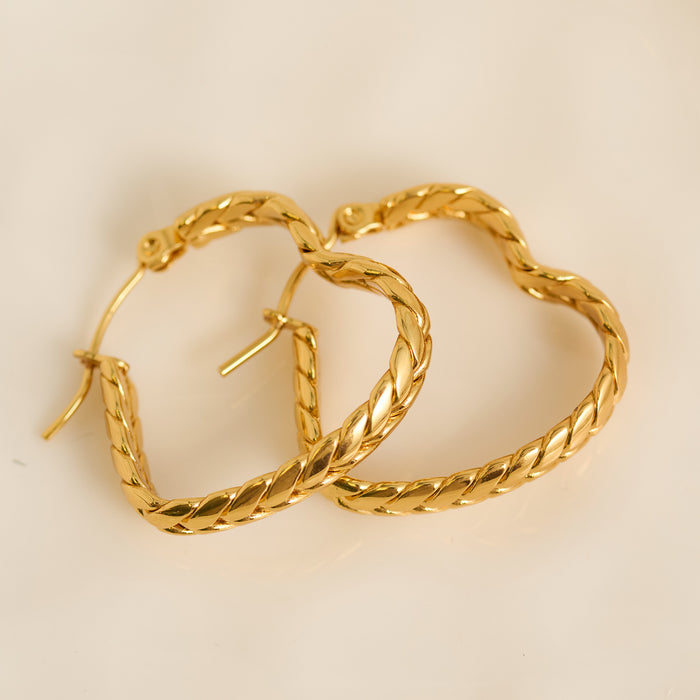 Waterproof Earrings Narelle Braided Heart Hoop Earrings
