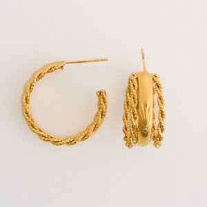 Waterproof Earrings Narelle Multi Band Rope C-Hoop Earrings
